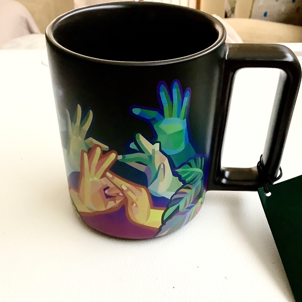 Starbucks Coffee American Sign Language ASL Sign Hands Ceramic Mug NEW